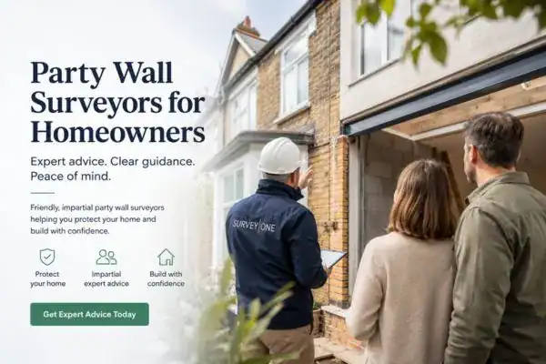 Image of couple with Party wall survey from Survey One Bromley